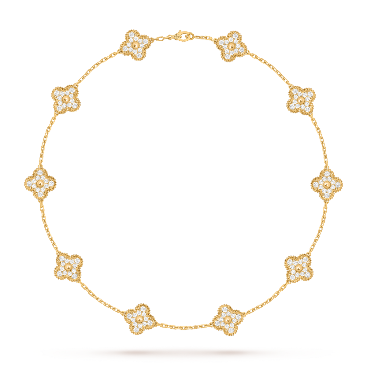 Van Cleef Collier Vintage Alhambra 10 motifs Or Jaune Diamants