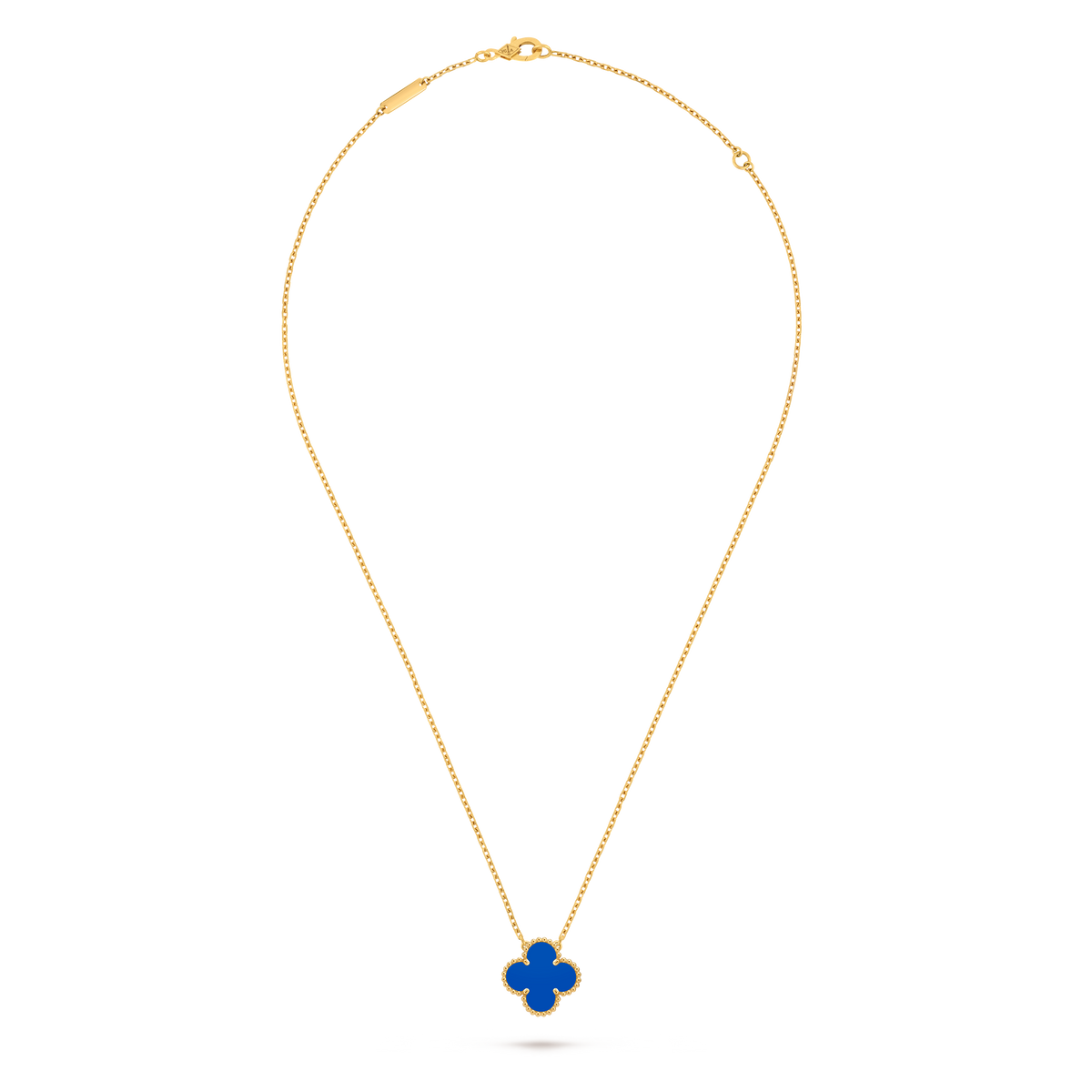 Van Cleef Collier Vintage Alhambra Or Jaune Agate Bleue