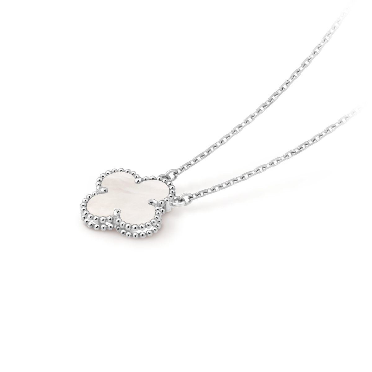 Van Cleef Collier Vintage Alhambra Or Blanc Nacre Blanche