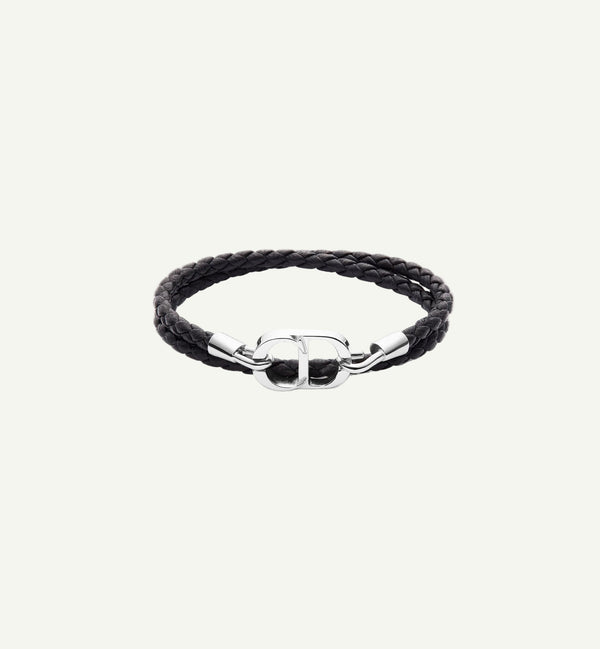 Dior - CD Double Wrap Leather Bracelet Black