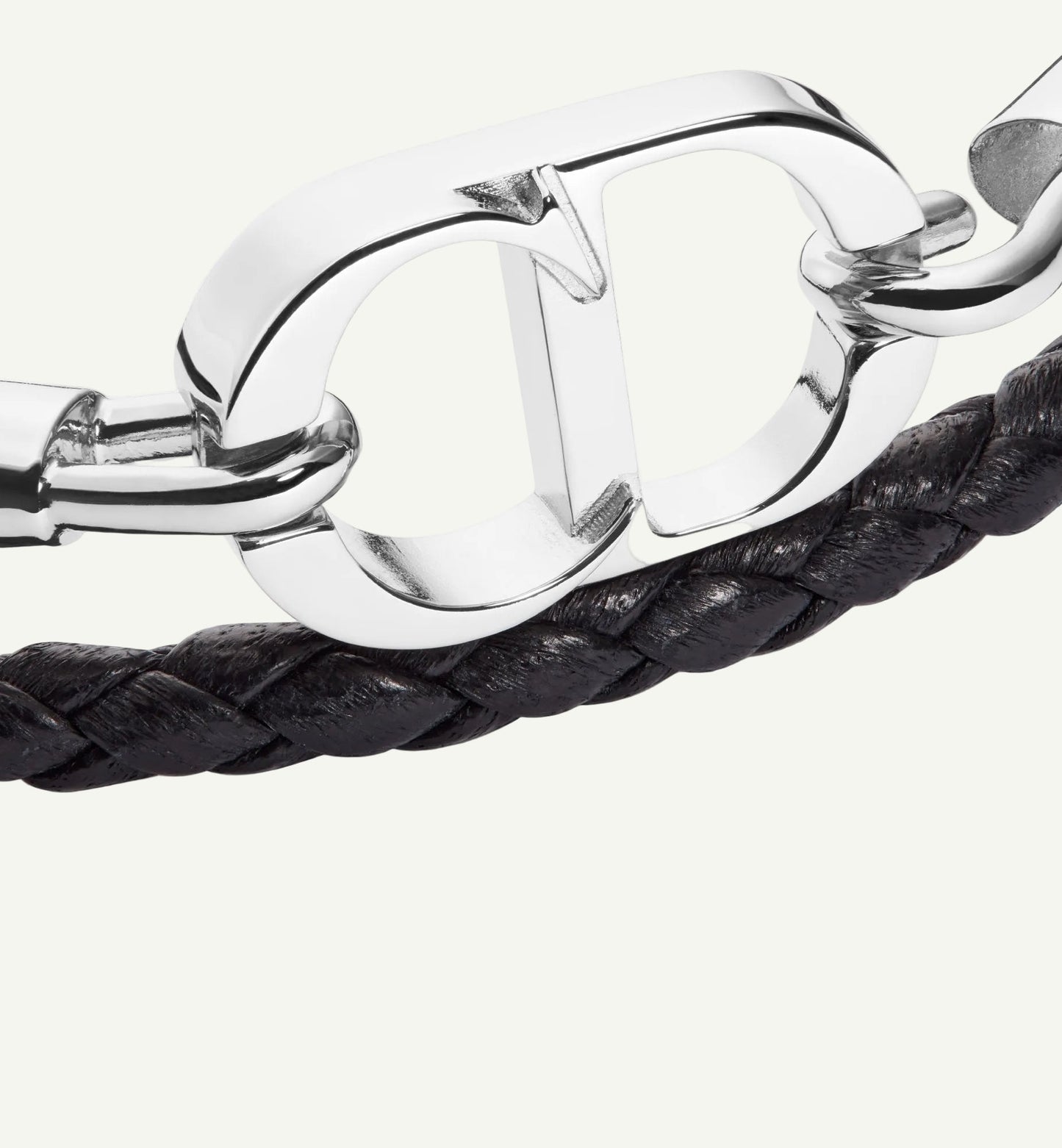 Dior - Bracelet double tour cuir CD noir