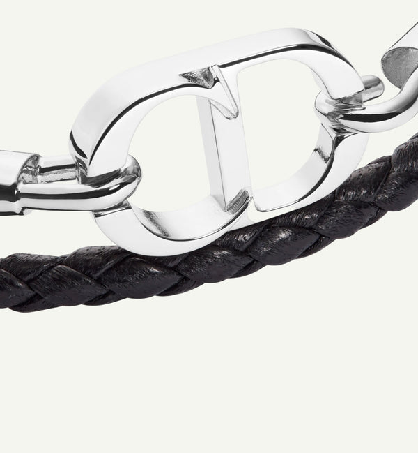 Dior - CD Double Wrap Leather Bracelet Black
