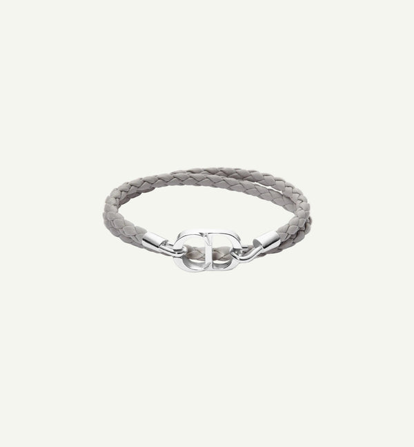 Dior - CD Double Wrap Leather Bracelet Grey