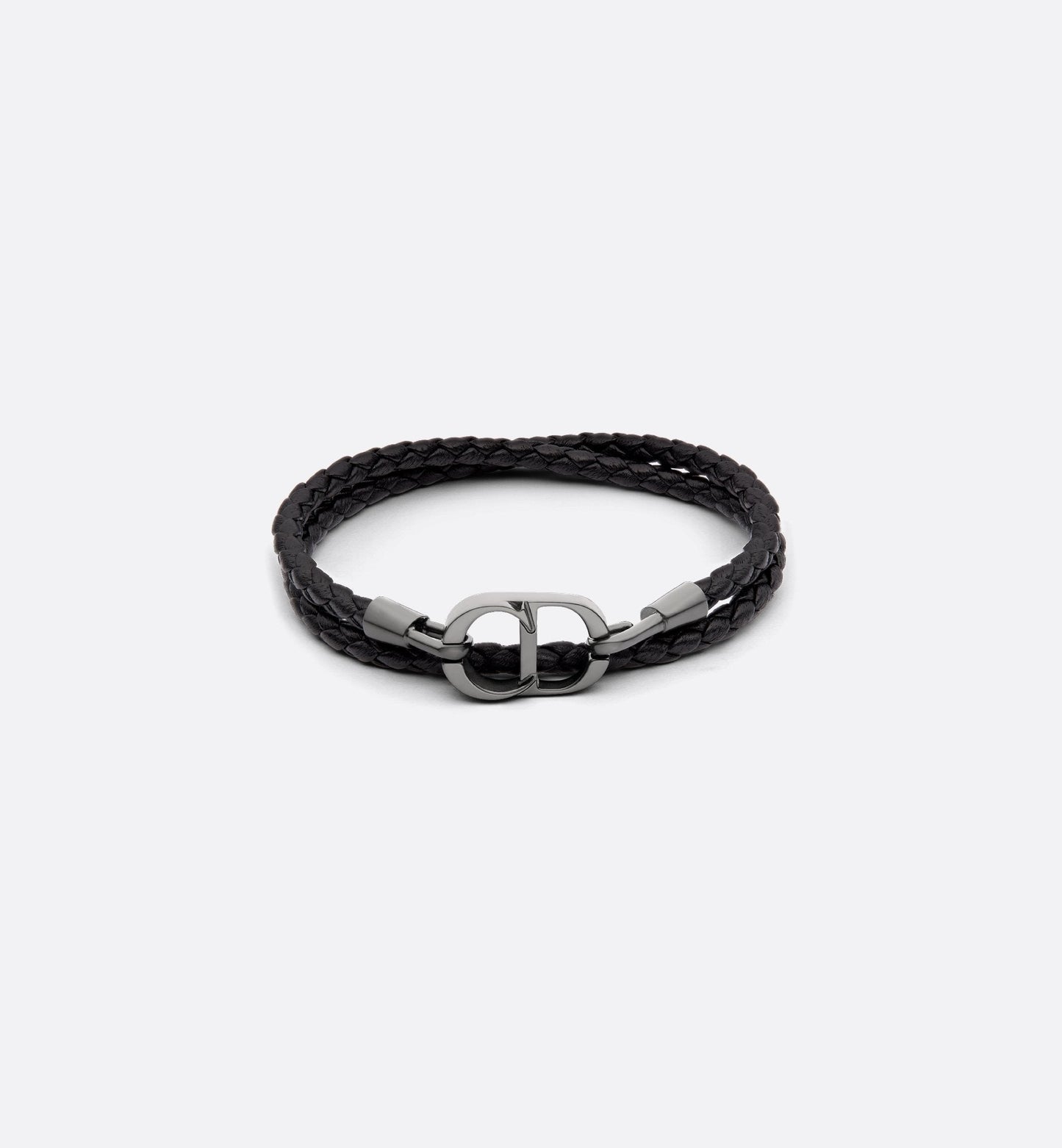 Dior - Bracelet double tour cuir CD noir