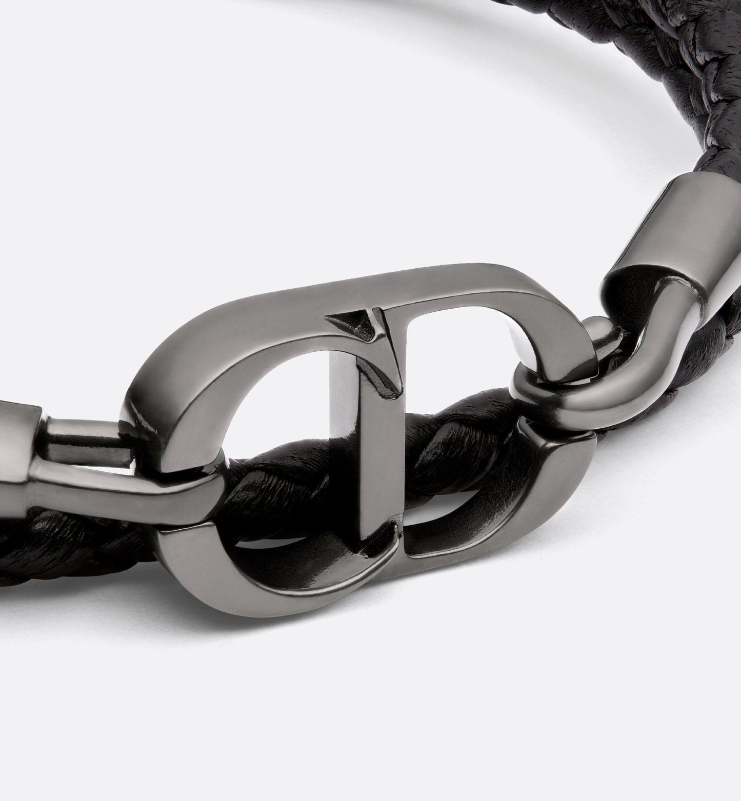 Dior - Bracelet double tour cuir CD noir
