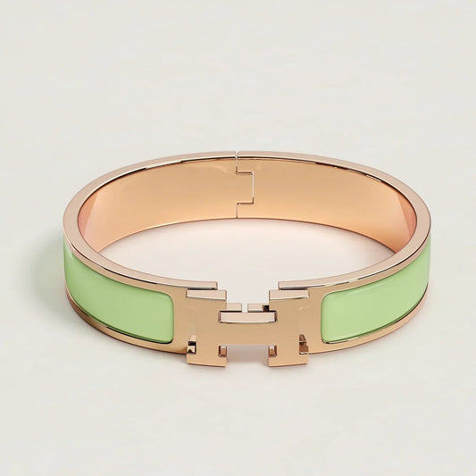 Hermès - Bracelet Clic H Vert Amande Or Rose