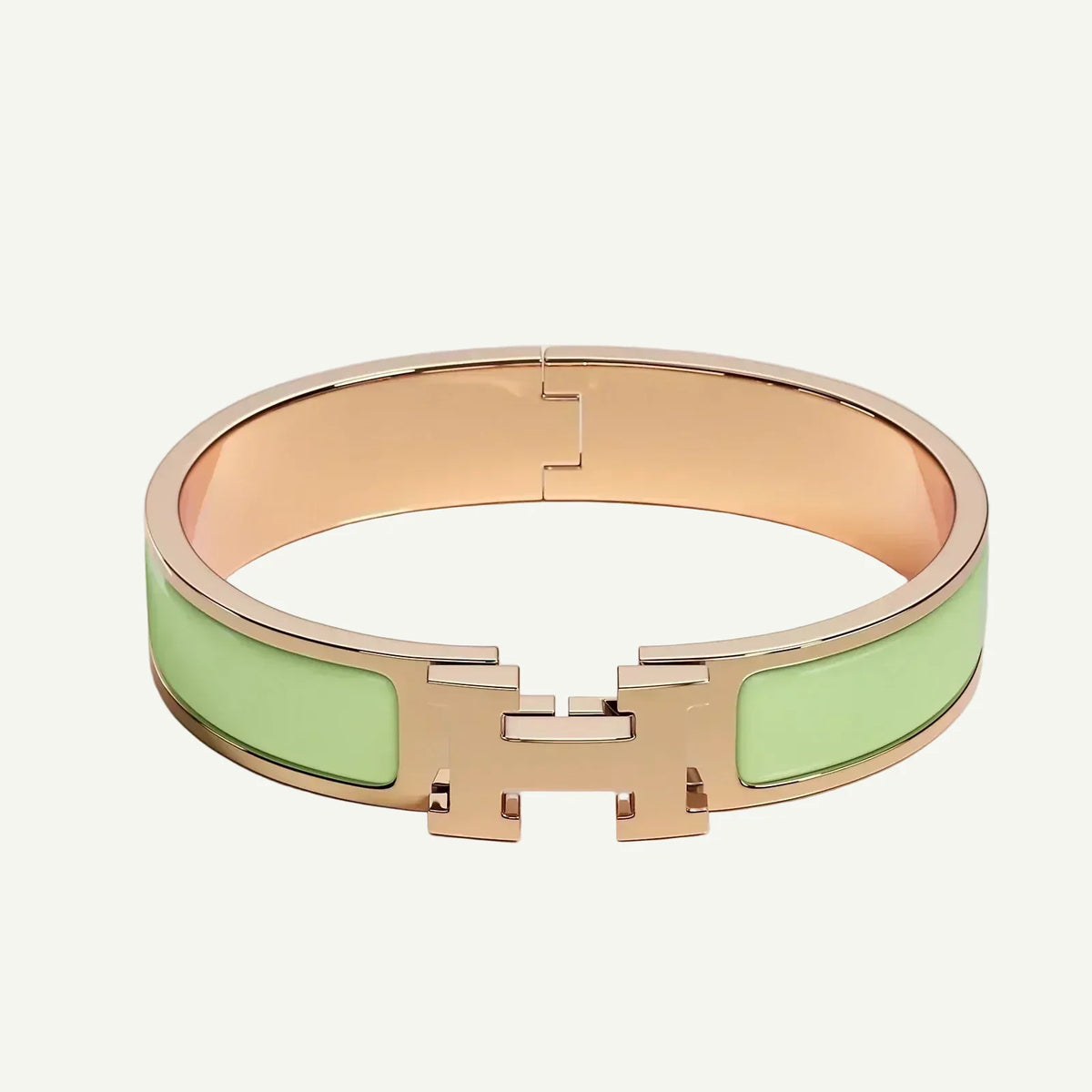 Hermès - Clic H Bracelet Almond Green Rose Gold