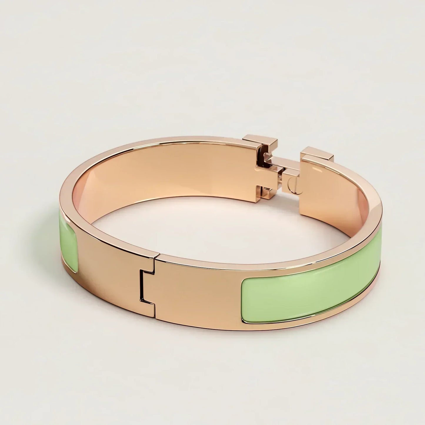Hermès - Bracelet Clic H Vert Amande Or Rose