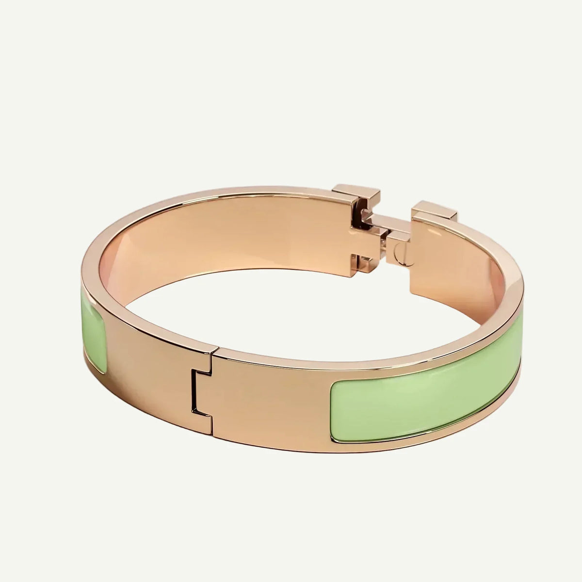 Hermès - Clic H Bracelet Almond Green Rose Gold