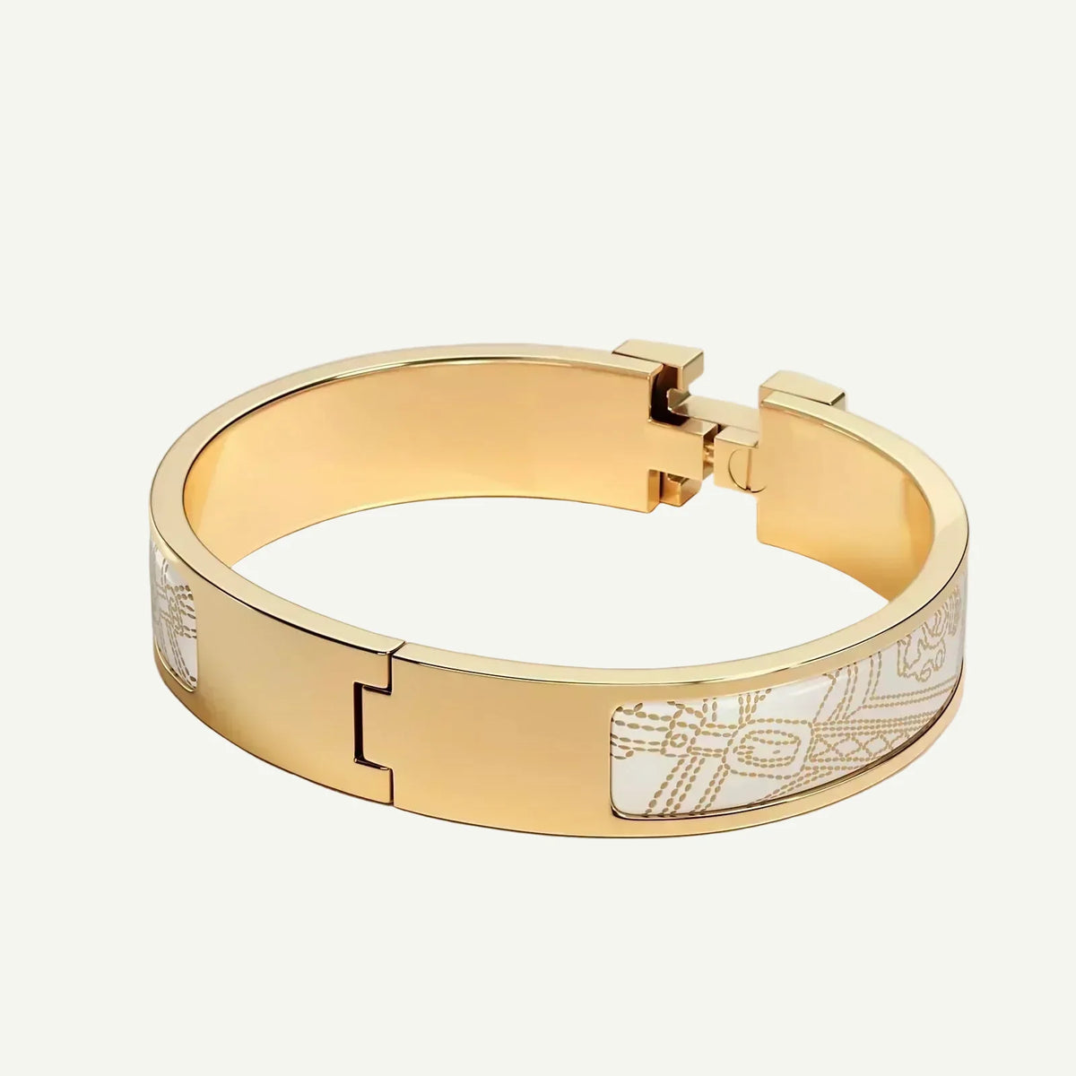Hermès - Clic H Bracelet Brides de Gala White Quilted Appliqué