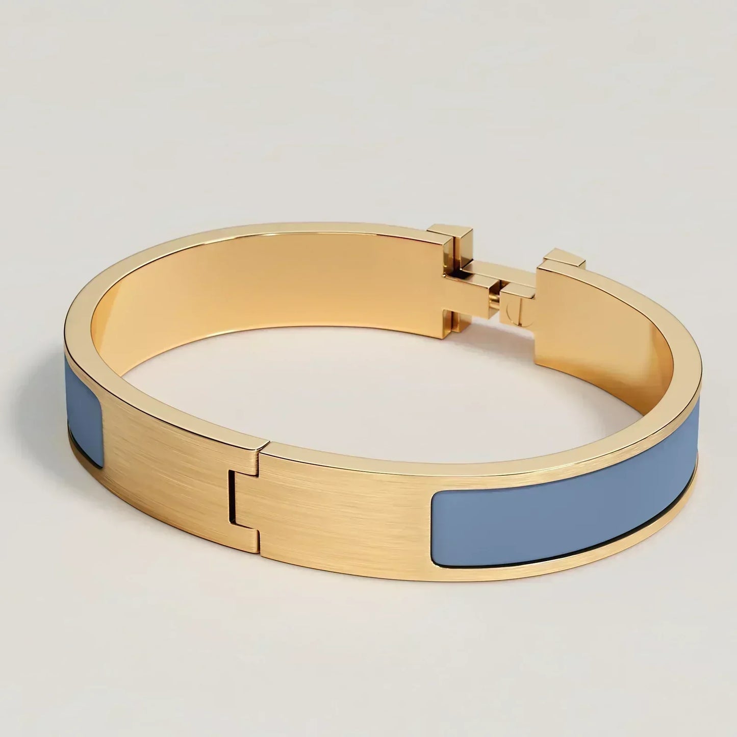 Hermès - Bracelet Clic HH Or Bleu Turquin Mat