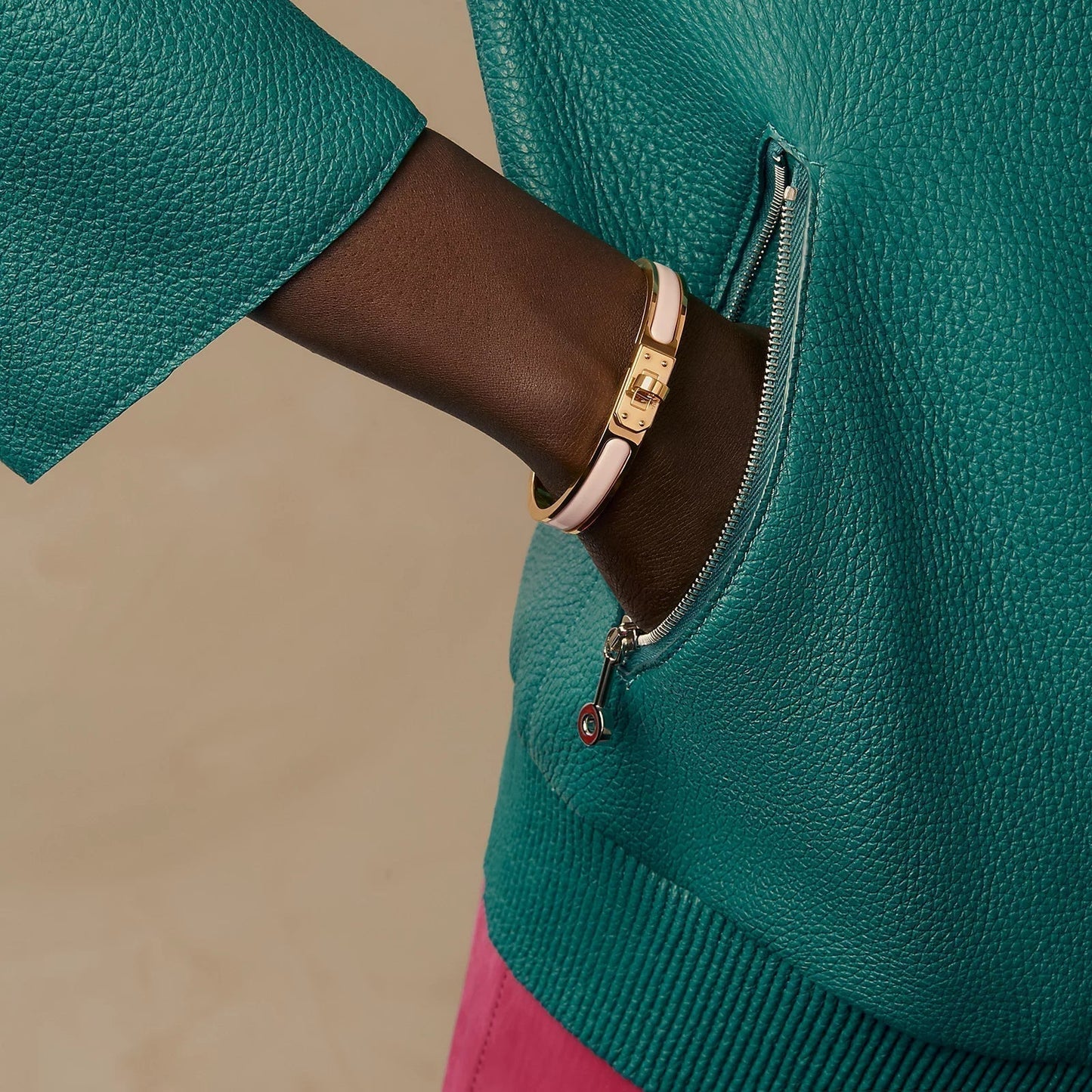 Hermès - Bracelet Mini Clic Kelly Rose Candeur