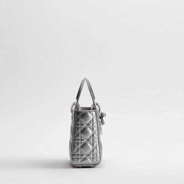Dior Sac Lady Argentée Mini à chaîne