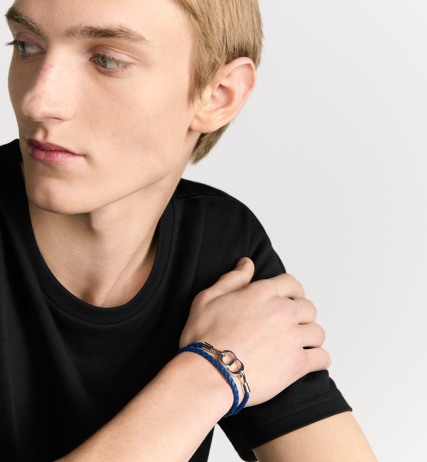 Dior - Bracelet double tour cuir CD marine