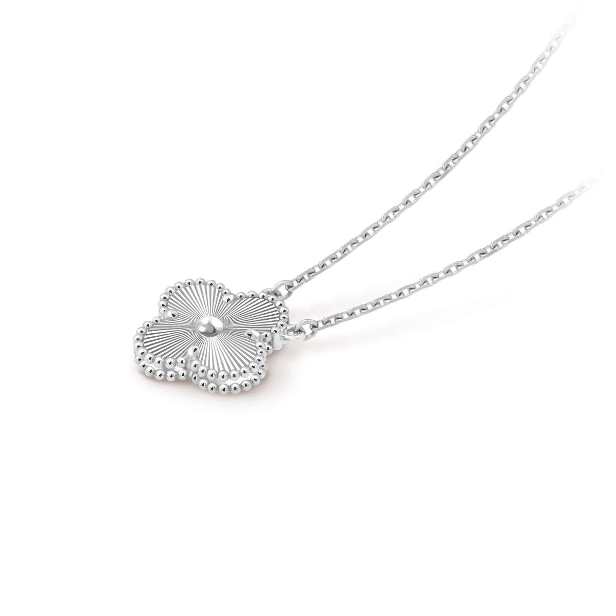 Van Cleef Collier Vintage Alhambra Or Blanc Guilloché