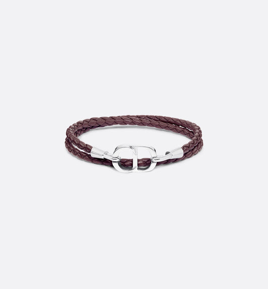 Dior - Bracelet double tour cuir CD noir