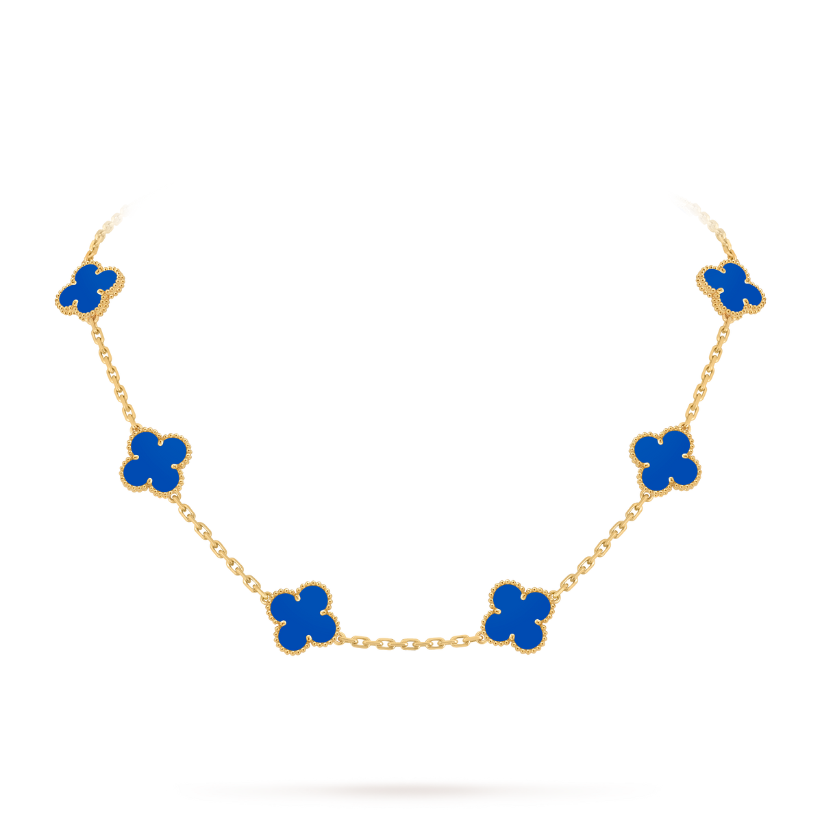 Van Cleef Collier Vintage Alhambra 10 motifs Or Jaune Agate Bleue