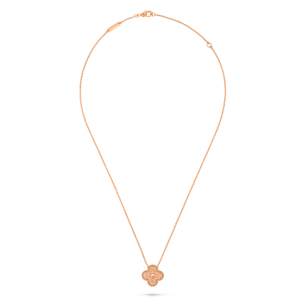 Van Cleef Collier Vintage Alhambra Or Rose Guilloché