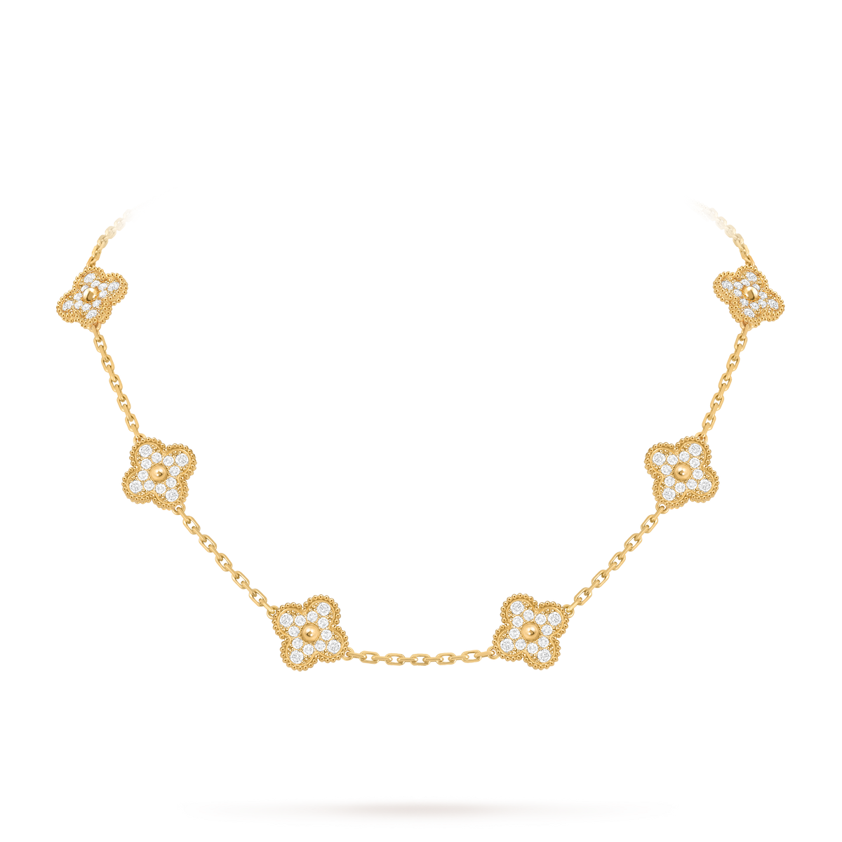 Van Cleef Collier Vintage Alhambra 10 motifs Or Jaune Diamants