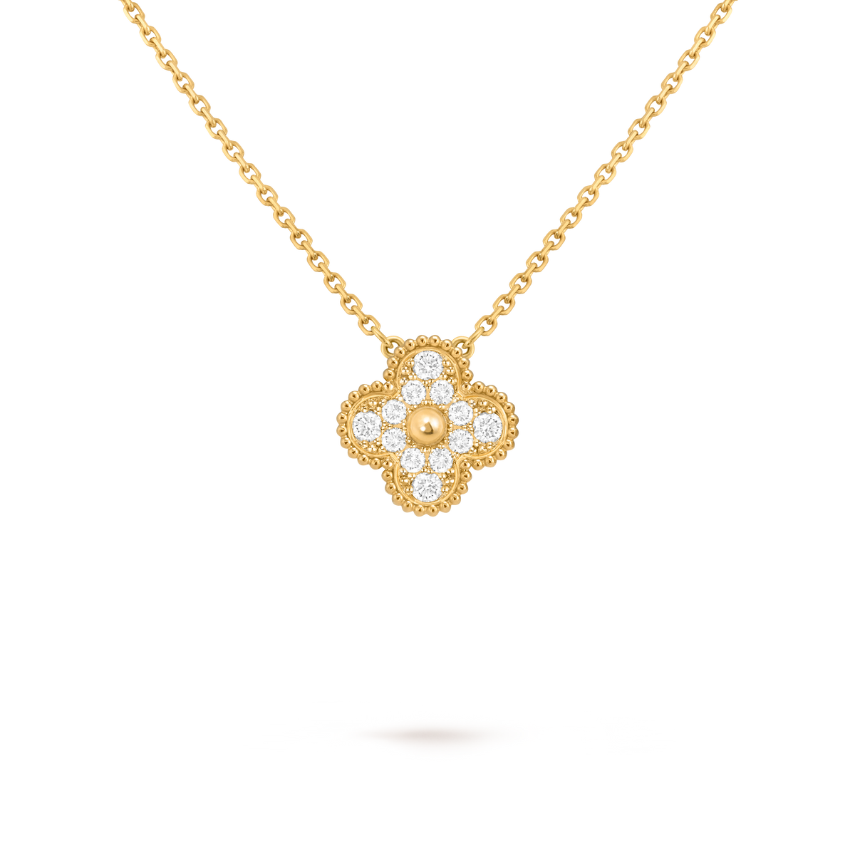 Van Cleef Collier Vintage Alhambra Or Jaune Pavé Diamants