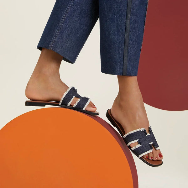 Hermes Sandales Bleu brut