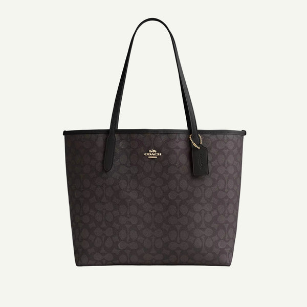 Coach City Tote Bag Black Canvas