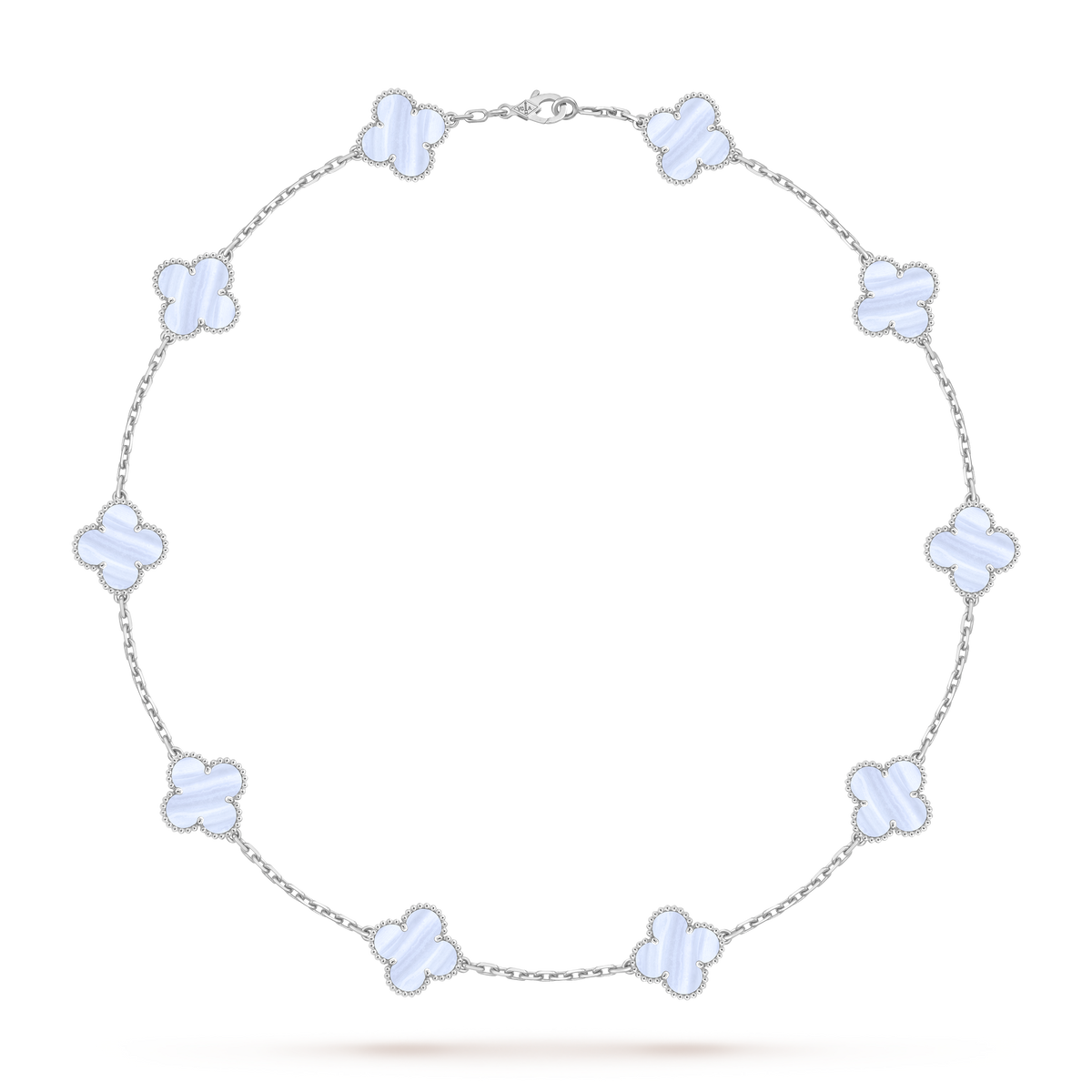 Van Cleef Collier Vintage Alhambra 10 motifs Or Blanc Calcédoine