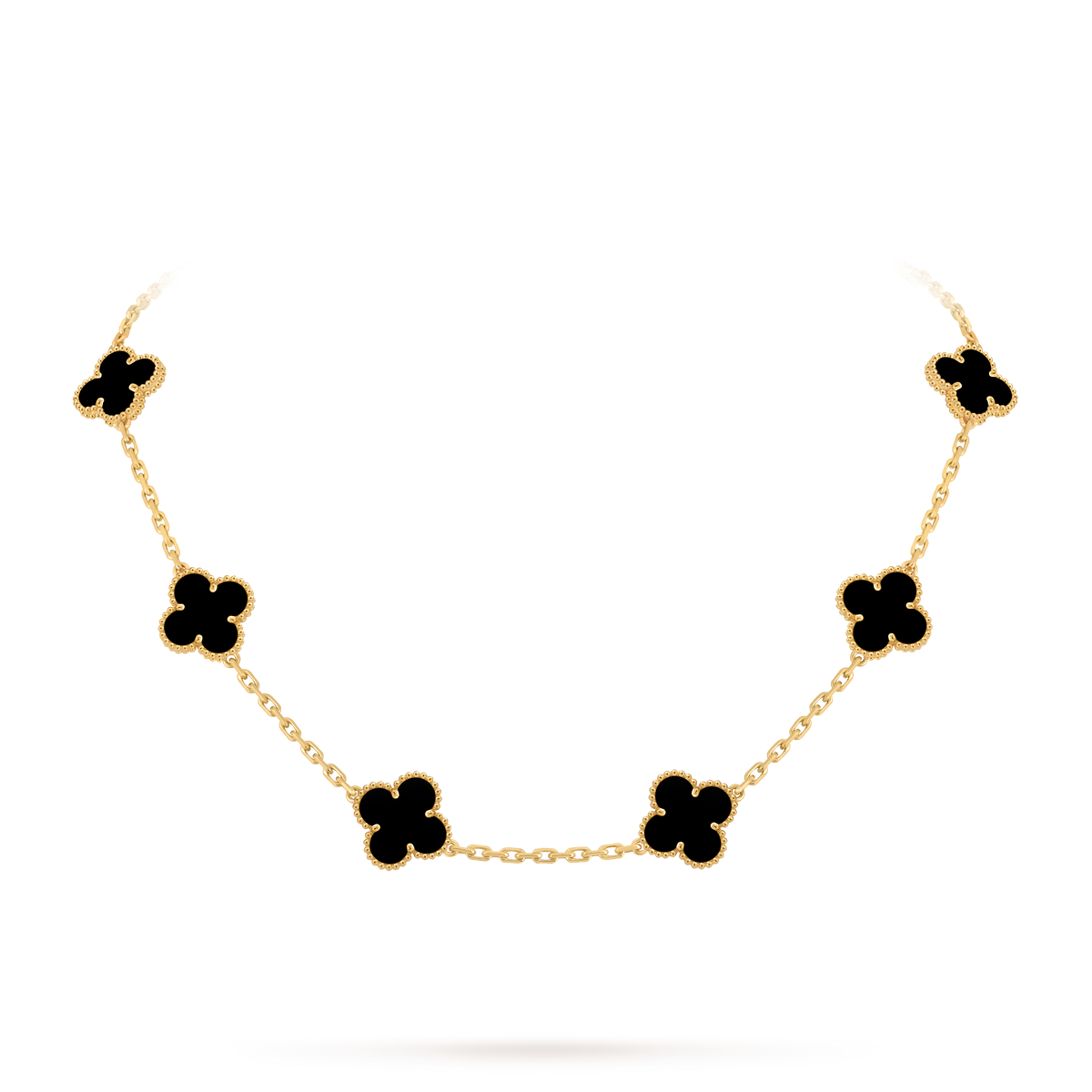 Van Cleef Collier Vintage Alhambra 10 motifs Or Jaune Onyx