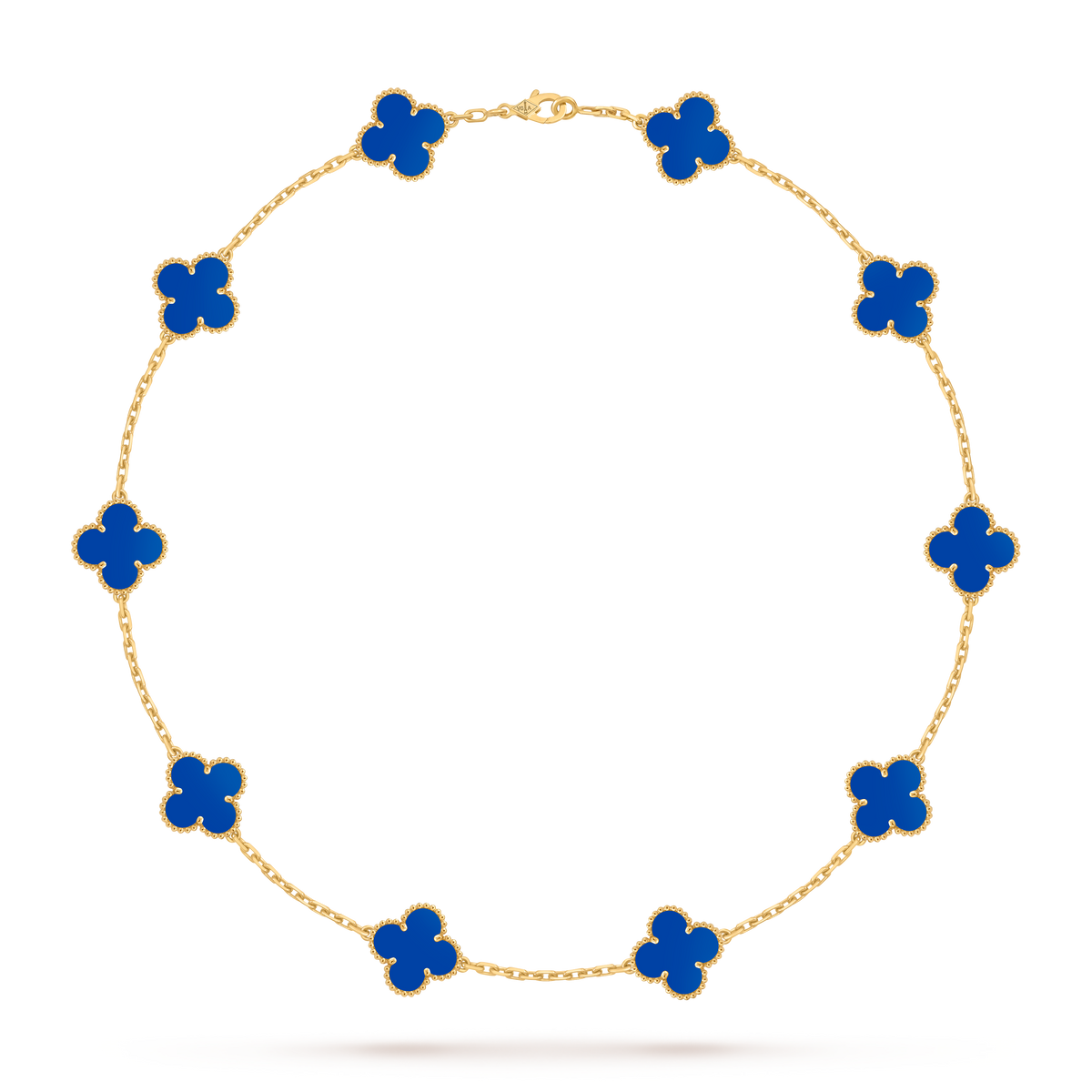 Van Cleef Collier Vintage Alhambra 10 motifs Or Jaune Agate Bleue