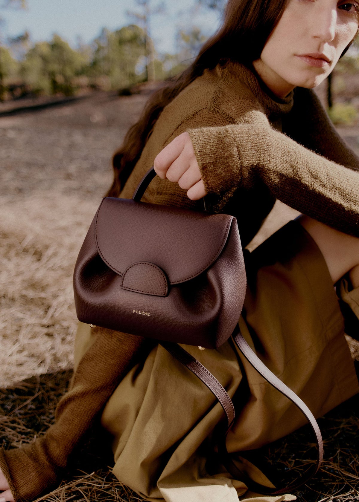 Polène Sac Numéro Un Nano Bordeaux Grainé