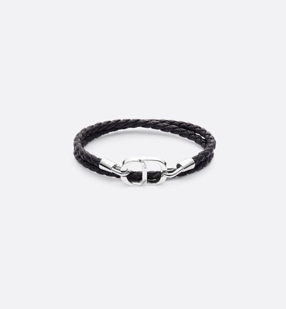 Dior - Bracelet double tour cuir CD noir