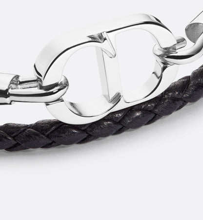 Dior - Bracelet double tour cuir CD noir