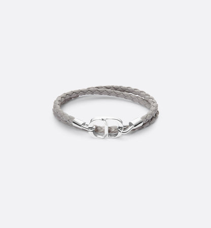 Dior - Bracelet double tour cuir CD gris