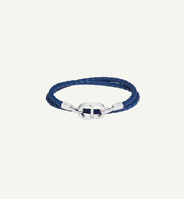 Dior - CD Double Wrap Leather Bracelet Navy
