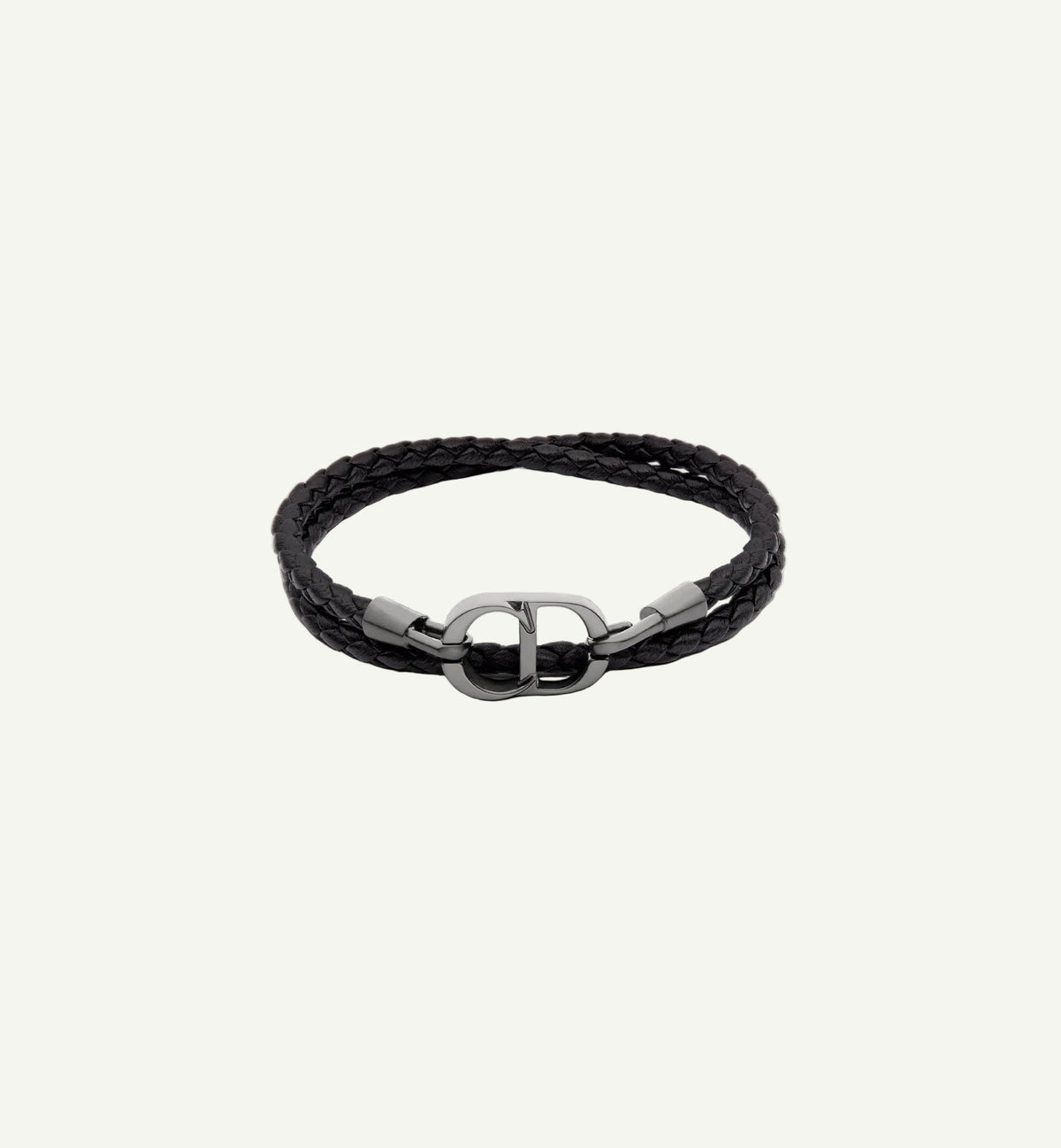Dior - CD Double Wrap Leather Bracelet Black