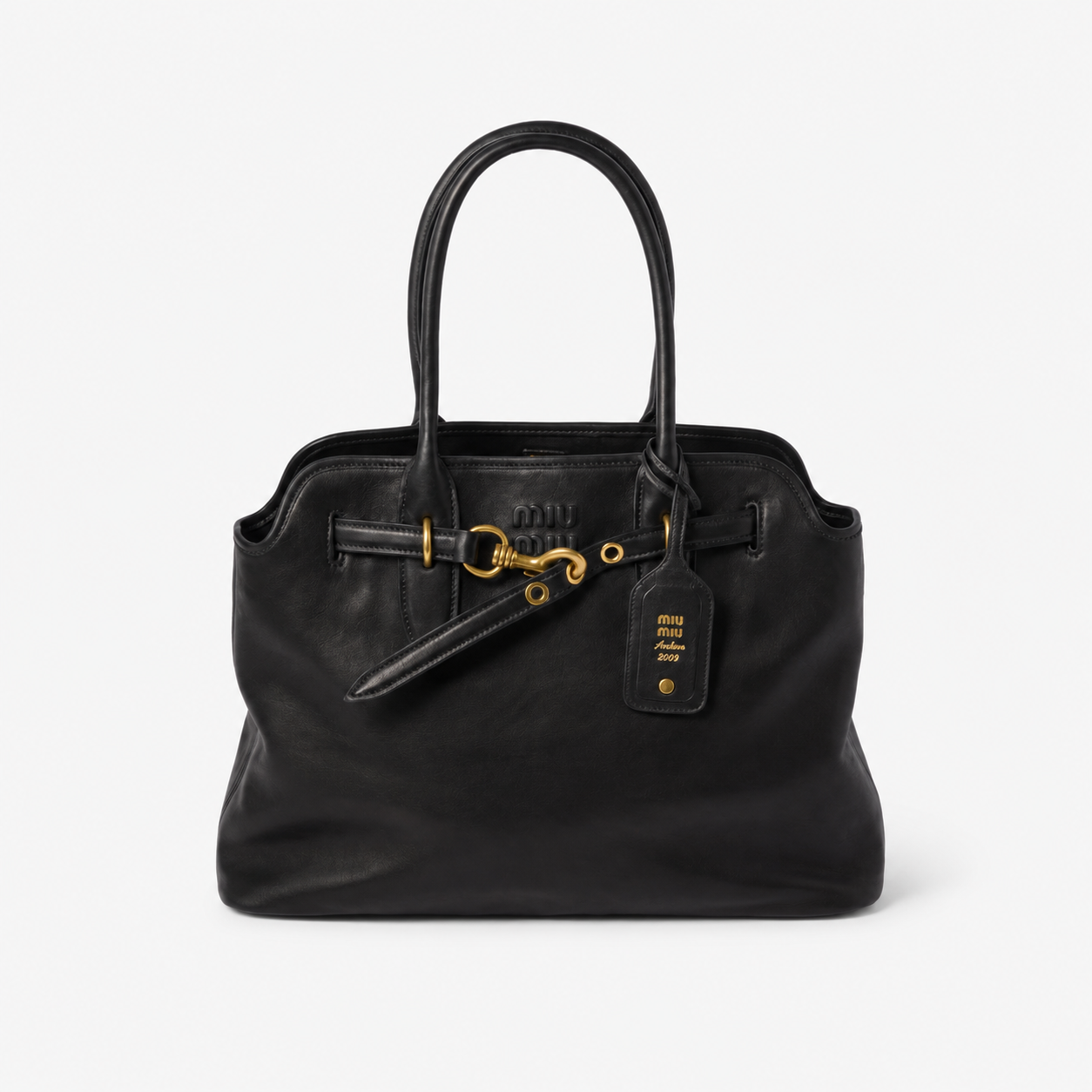 MiuMiu Sac Aventure en Cuir Nappa Noir
