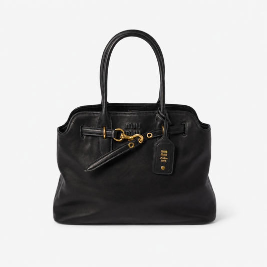 MiuMiu Sac Aventure en Cuir Nappa Noir
