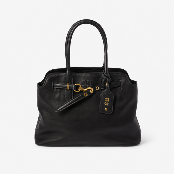 MiuMiu Sac Aventure en Cuir Nappa Noir