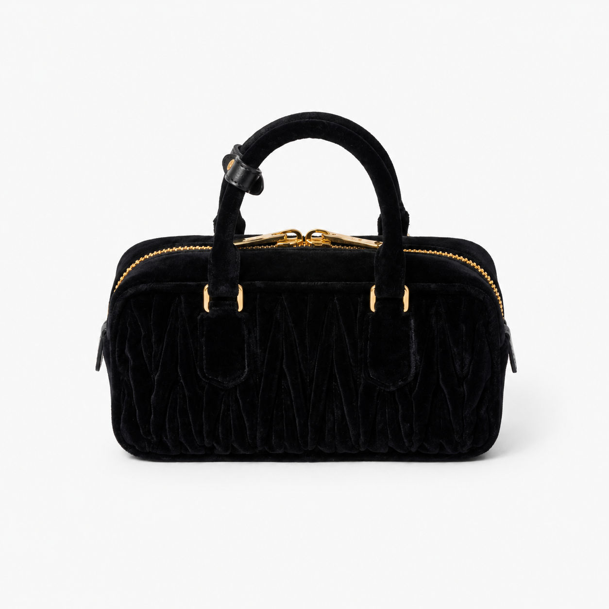 MiuMiuSac Arcadie en Velours Matelassé Noir