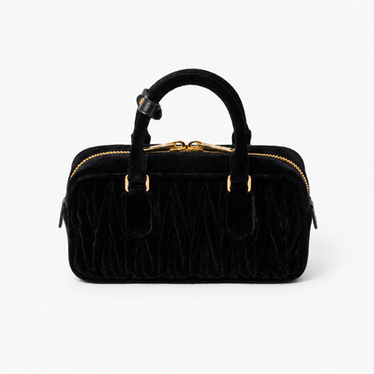 MiuMiuSac Arcadie en Velours Matelassé Noir
