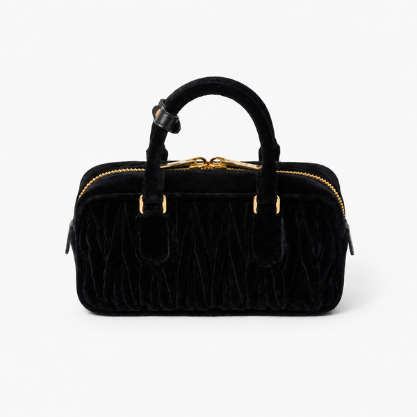 MiuMiuSac Arcadie en Velours Matelassé Noir