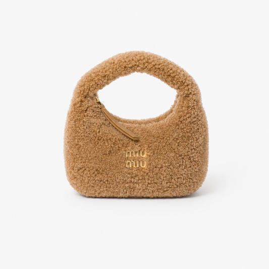 MiuMiu Sac Wander en Shearling Vert
