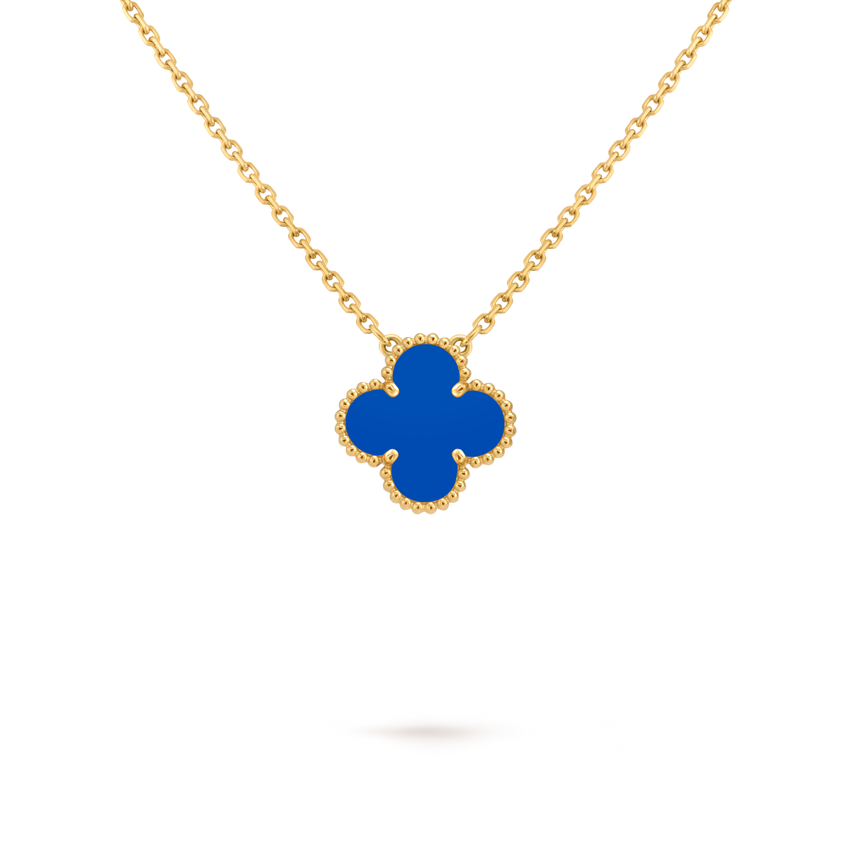 Van Cleef Collier Vintage Alhambra Or Jaune Agate Bleue