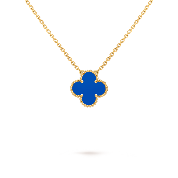 Van Cleef Collier Vintage Alhambra Or Jaune Agate Bleue