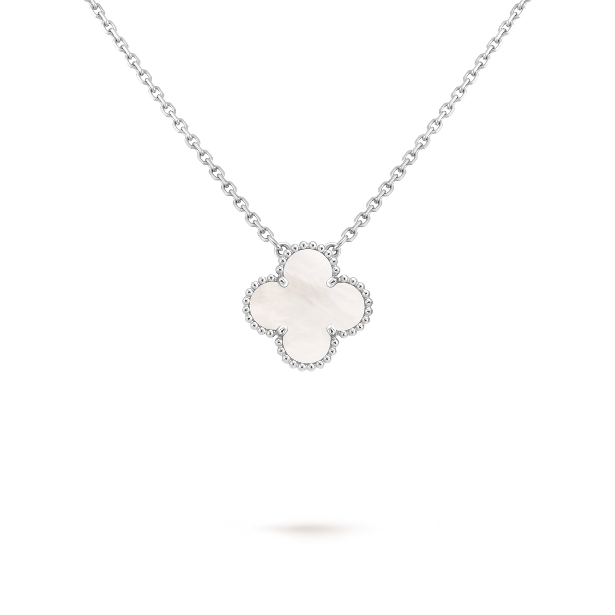 Van Cleef Collier Vintage Alhambra Or Blanc Nacre Blanche