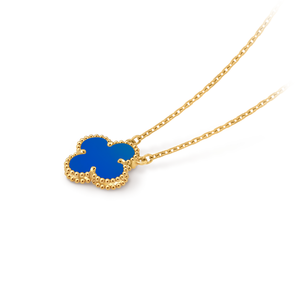 Van Cleef Collier Vintage Alhambra Or Jaune Agate Bleue