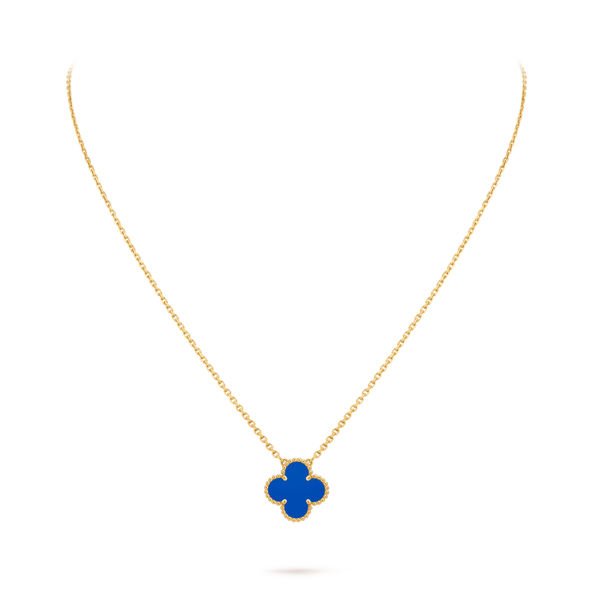Van Cleef Collier Vintage Alhambra Or Jaune Agate Bleue
