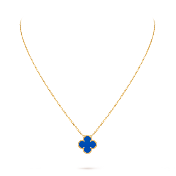 Van Cleef Collier Vintage Alhambra Or Jaune Agate Bleue