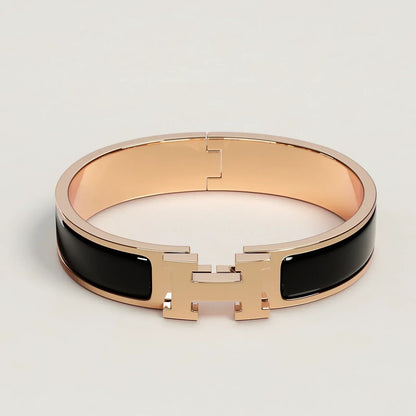 Hermès - Bracelet Clic H Noir Or Rose