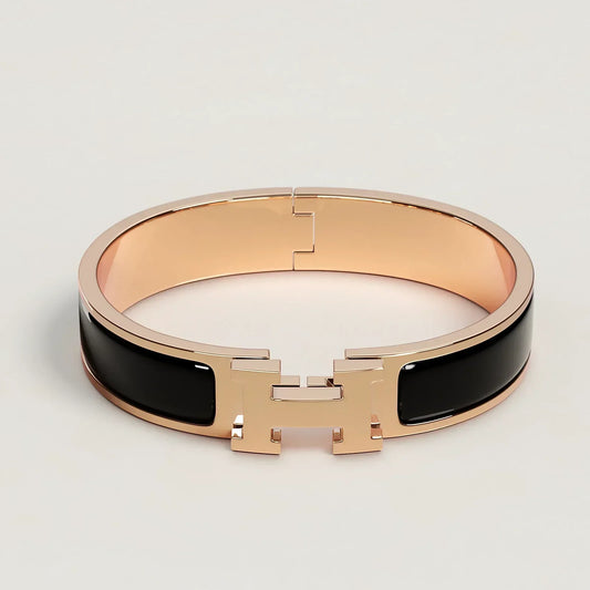 Hermès - Bracelet Clic H Noir Or Rose